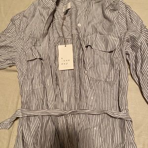 Knee length stripe shirt dress